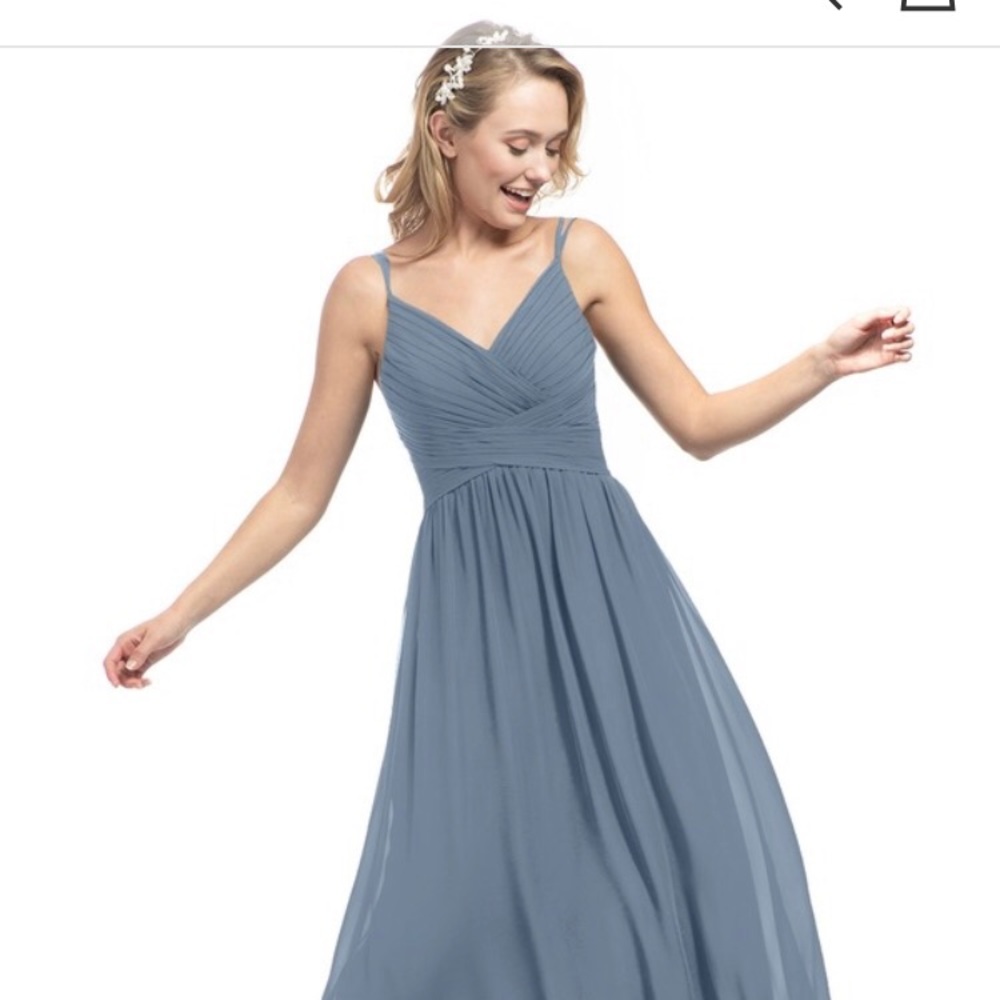 Azazie Blake bridesmaid dress in dusty blue